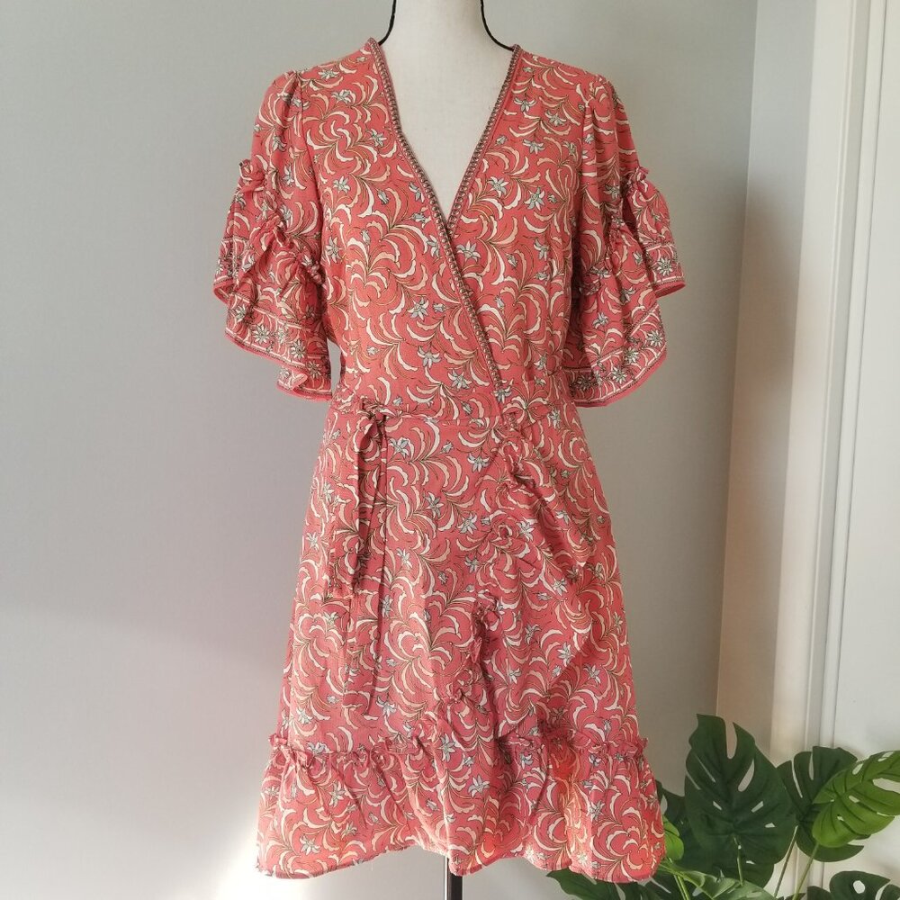 Max Studio salmon wrap dress S